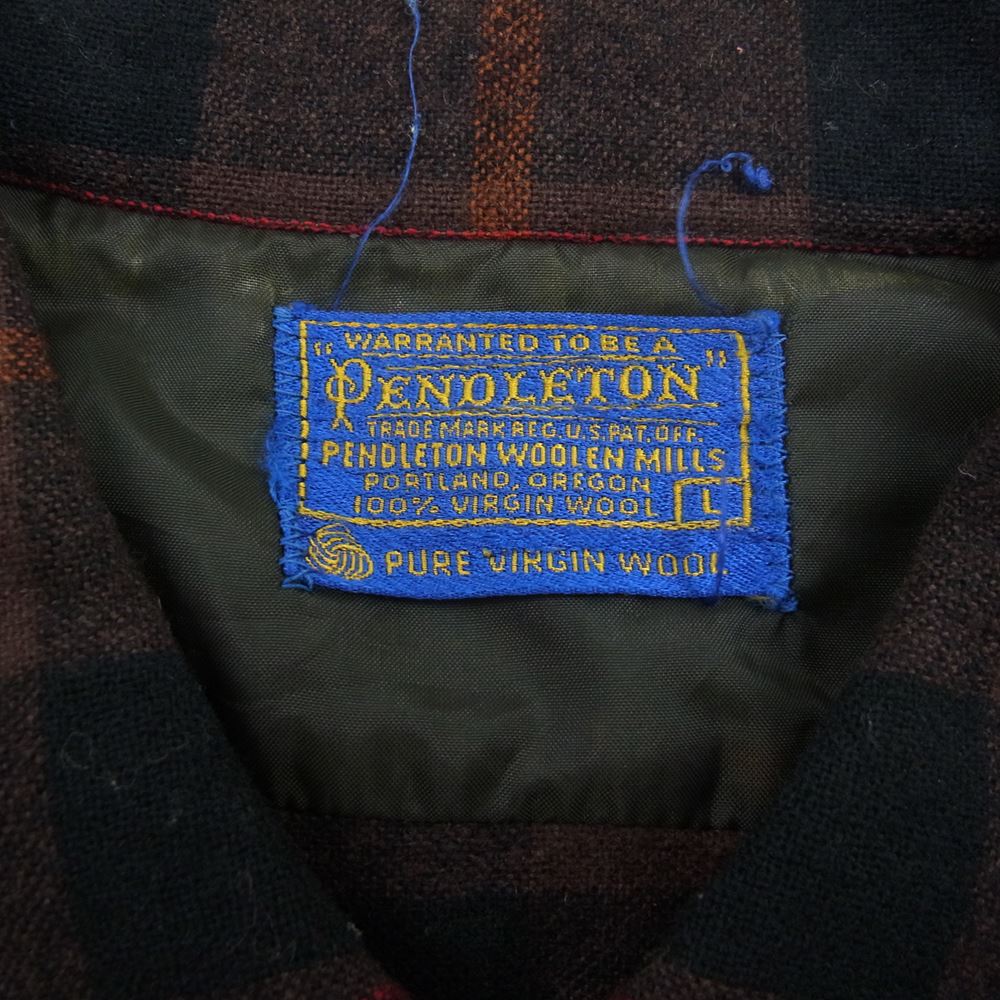 PENDLETON ペンドルトン ヴィンテージ 60s 70s PURE VIRGIN WOOL ウール チェック 長袖 ネルシャツ L【中古】