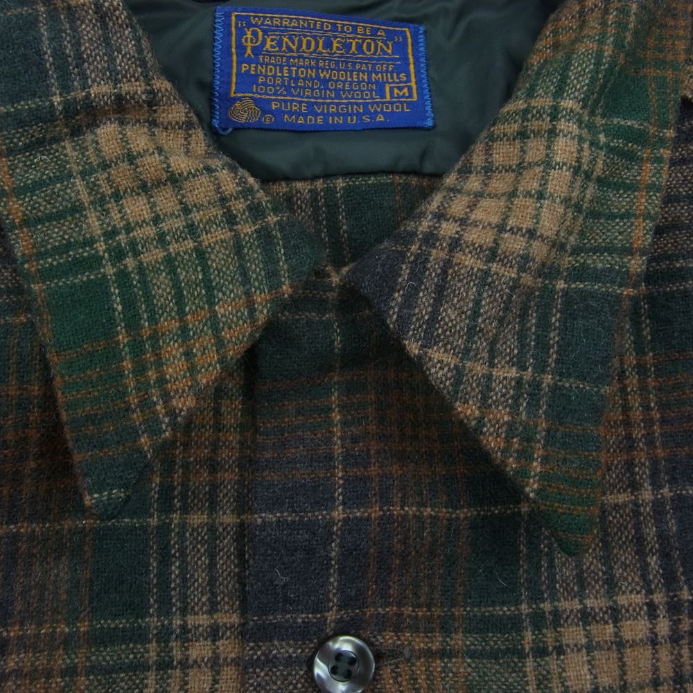 PENDLETON ペンドルトン ヴィンテージ 70s 80s USA製 WOOLEN MILLS PWMタグ ウール チェック 長袖 シャツ M【中古】