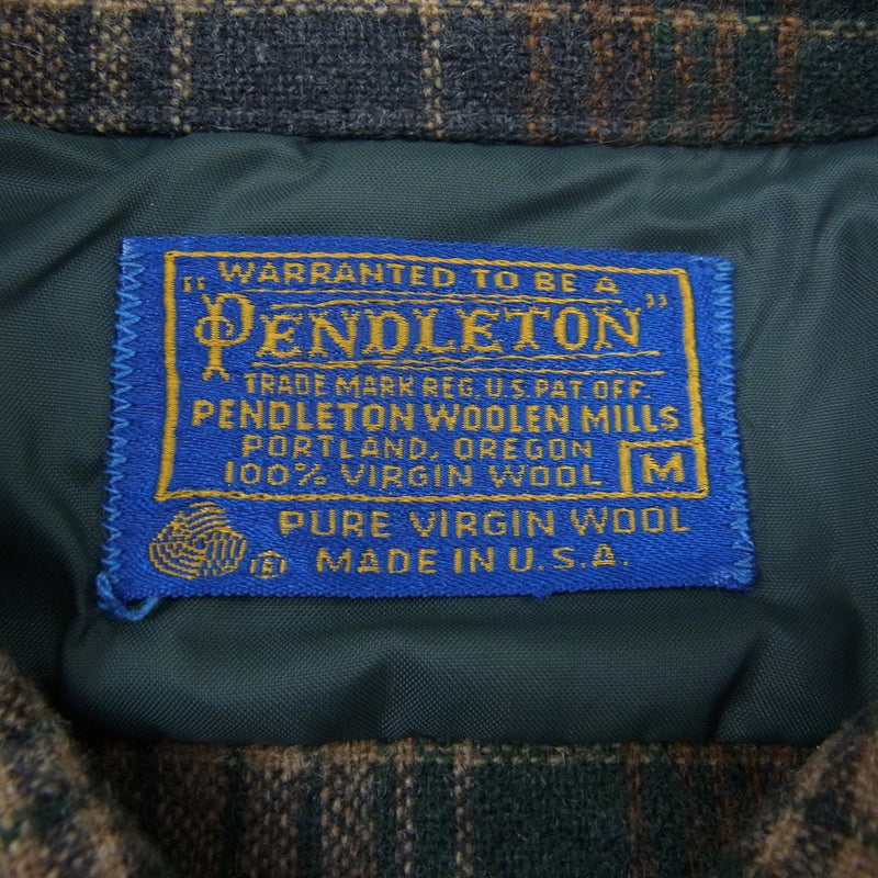 PENDLETON ペンドルトン ヴィンテージ 70s 80s USA製 WOOLEN MILLS PWMタグ ウール チェック 長袖 シャツ M【中古】