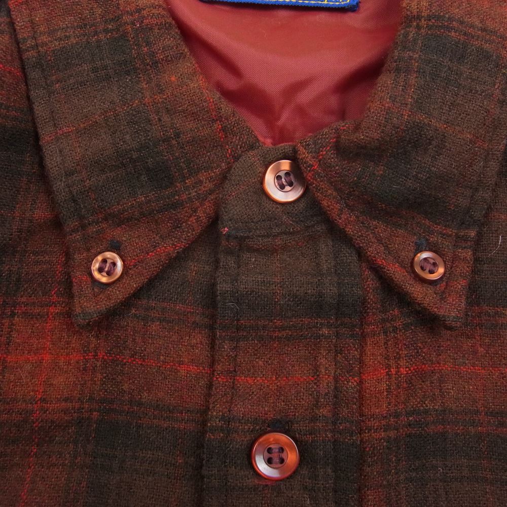 PENDLETON ペンドルトン ヴィンテージ 50s 60s WOOLEN MILLS PWMタグ ボタンダウン ウール チェック 長袖 シャツ レッド系 M【中古】