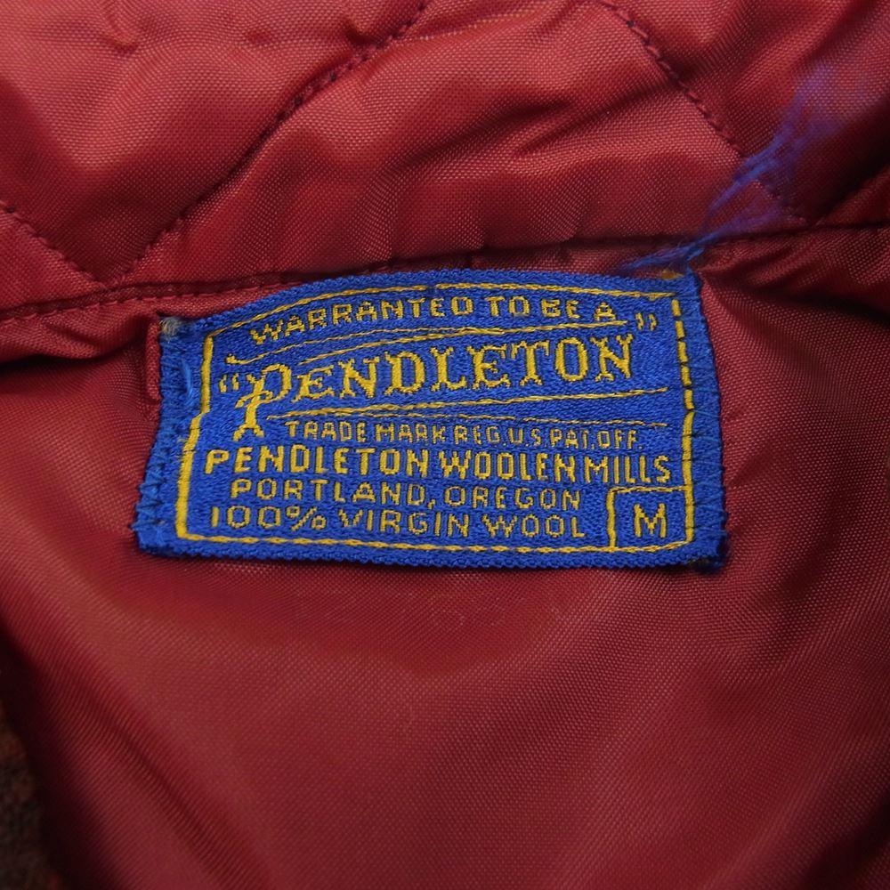 PENDLETON ペンドルトン ヴィンテージ 50s 60s WOOLEN MILLS PWMタグ ボタンダウン ウール チェック 長袖 シャツ レッド系 M【中古】