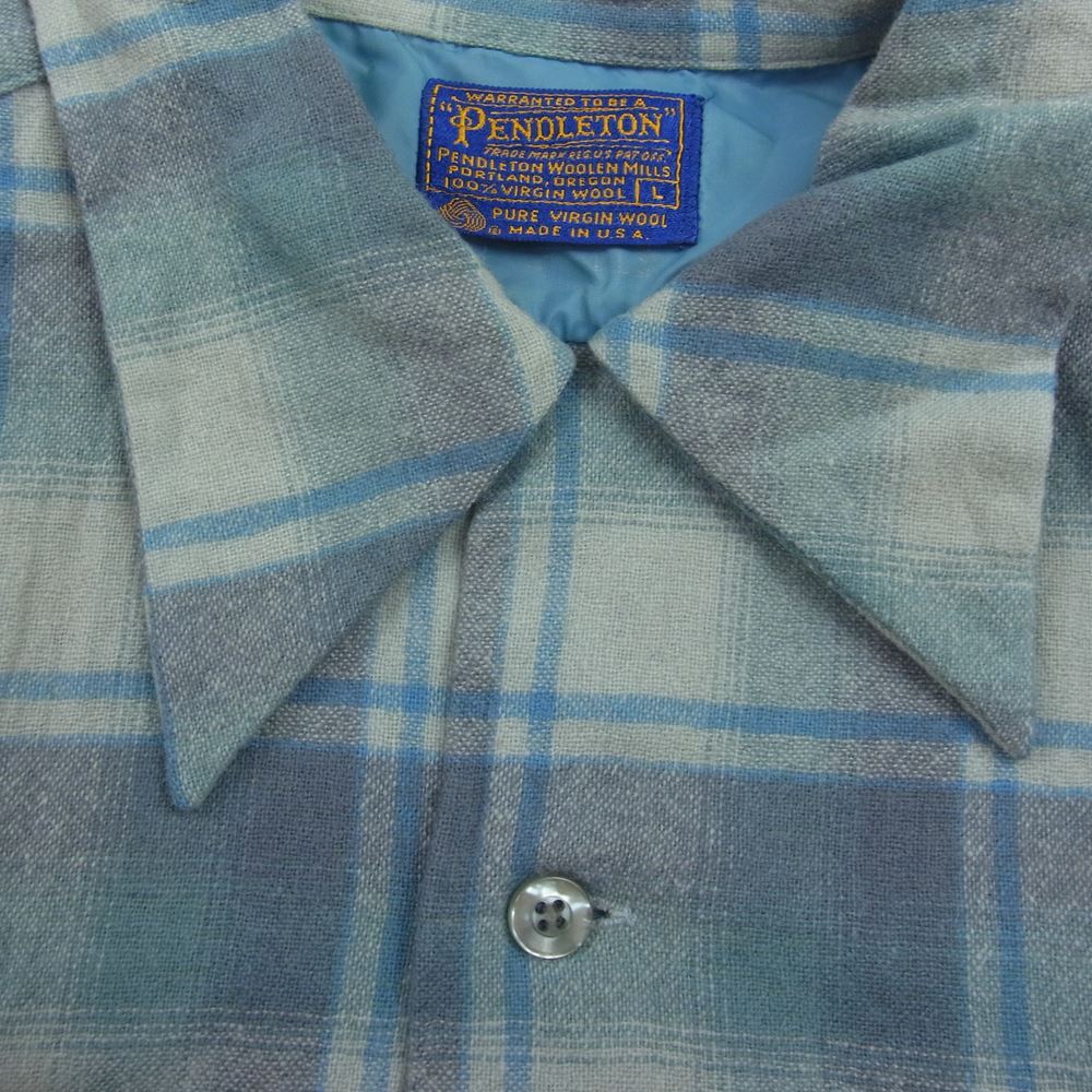 PENDLETON ペンドルトン ヴィンテージ 70s 80s USA製 WOOLEN MILLS PWMタグ ウール チェック 長袖 シャツ L【中古】