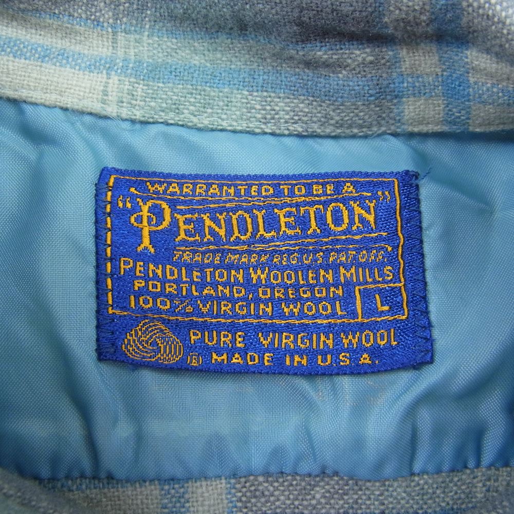 PENDLETON ペンドルトン ヴィンテージ 70s 80s USA製 WOOLEN MILLS PWMタグ ウール チェック 長袖 シャツ L【中古】