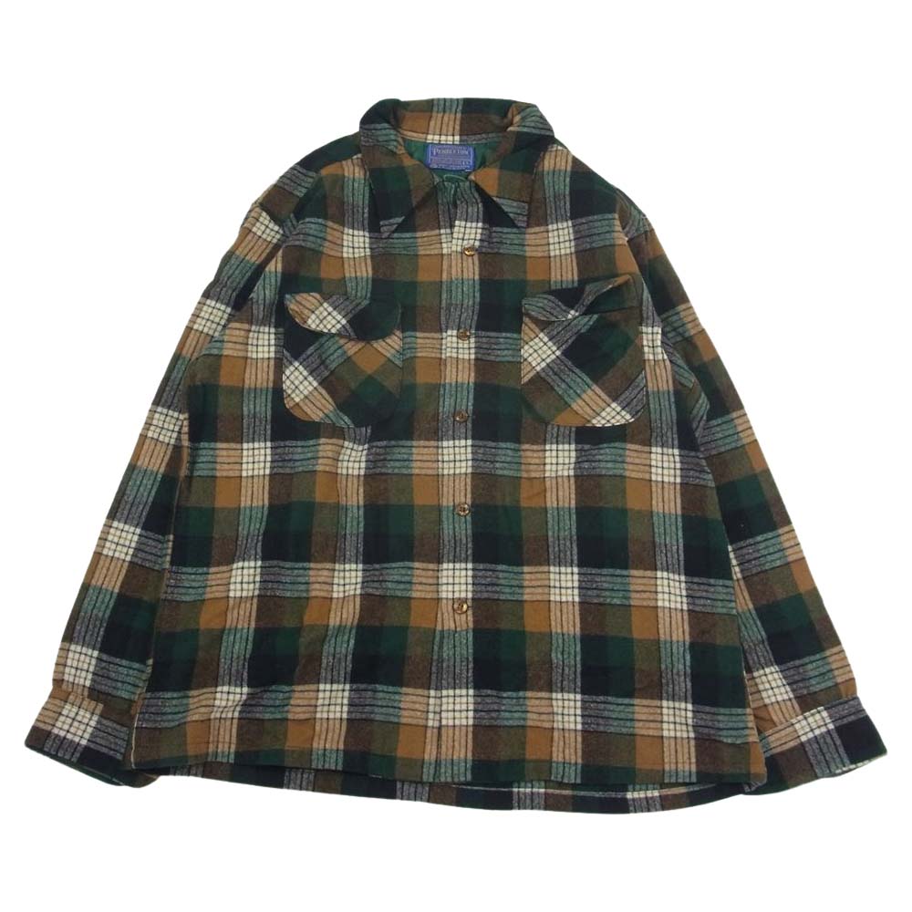 PENDLETON ペンドルトン ヴィンテージ 70s 80s USA製 WOOLEN MILLS PWMタグ ウール チェック 長袖 シャツ L【中古】