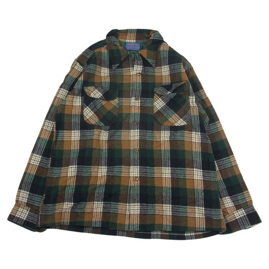 PENDLETON ペンドルトン ヴィンテージ 70s 80s USA製 WOOLEN MILLS PWMタグ ウール チェック 長袖 シャツ L【中古】
