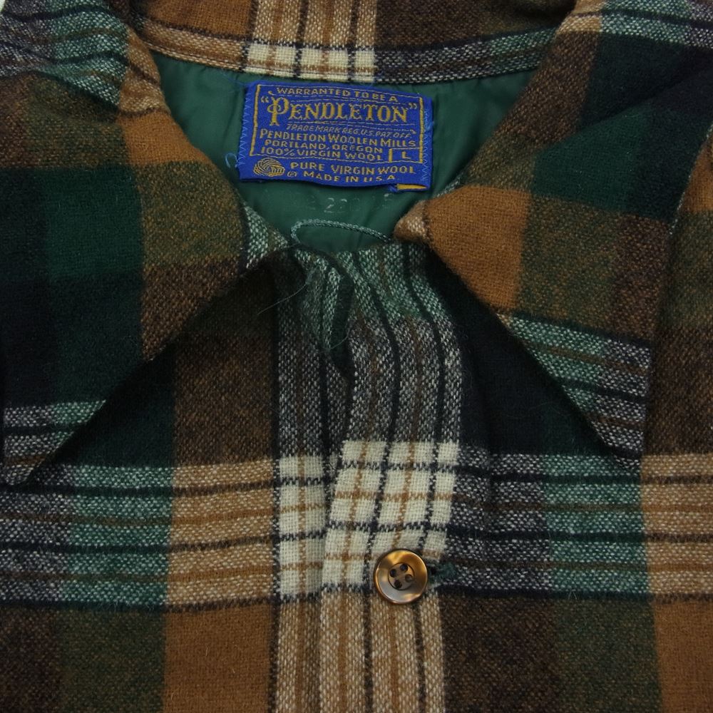 PENDLETON ペンドルトン ヴィンテージ 70s 80s USA製 WOOLEN MILLS PWMタグ ウール チェック 長袖 シャツ L【中古】
