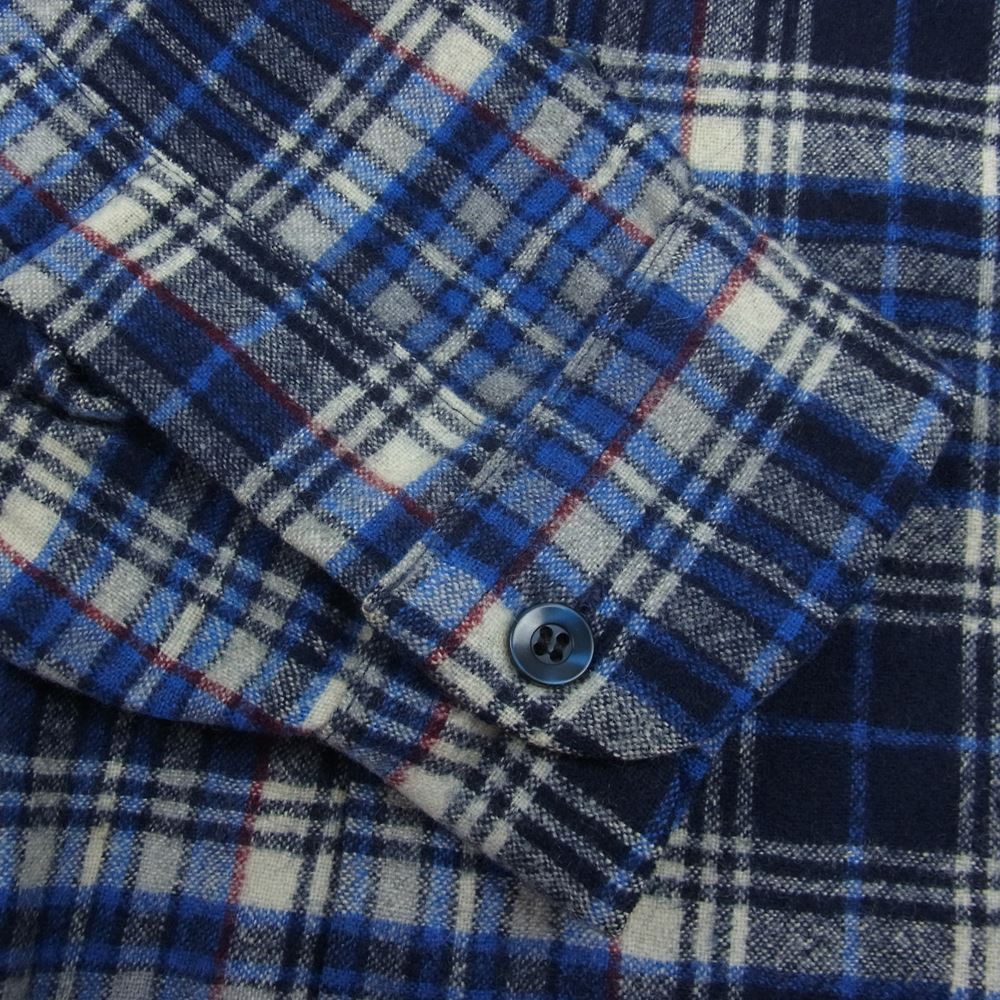 PENDLETON ペンドルトン ヴィンテージ 70s 80s USA製 WOOLEN MILLS PWMタグ ウール チェック 長袖 シャツ ブルー系 M【中古】