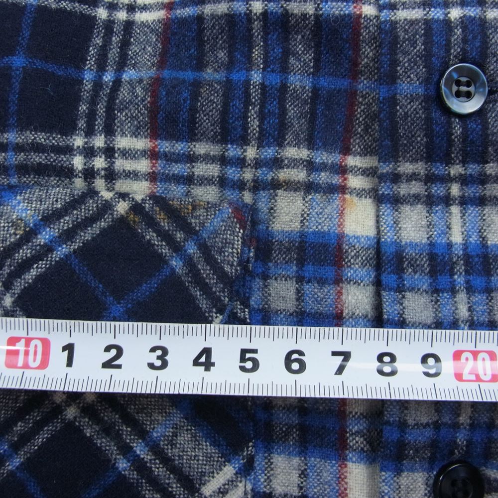 PENDLETON ペンドルトン ヴィンテージ 70s 80s USA製 WOOLEN MILLS PWMタグ ウール チェック 長袖 シャツ ブルー系 M【中古】