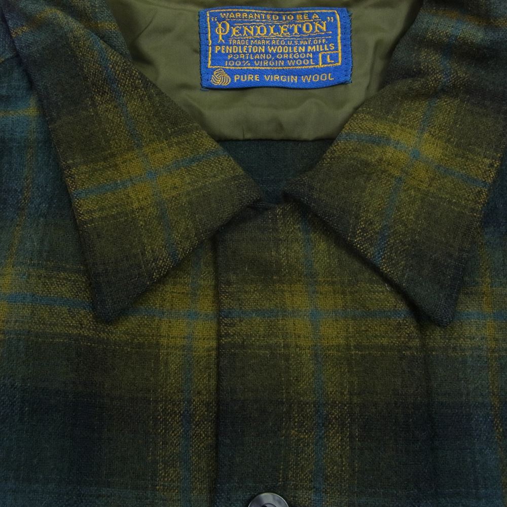 PENDLETON ペンドルトン ヴィンテージ 60s~70s PURE VIRGIN WOOL ウール チェック 長袖 ネルシャツ L【中古】