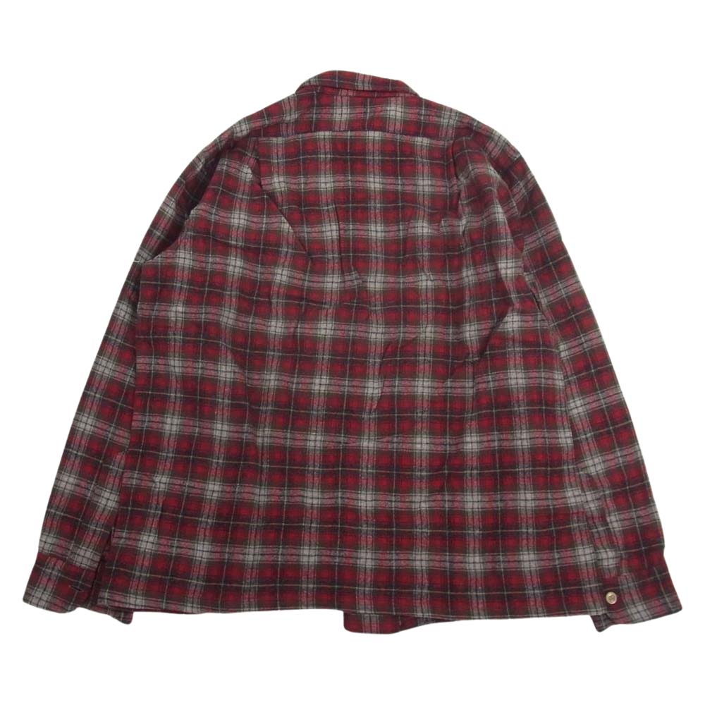 PENDLETON ペンドルトン ヴィンテージ 50s 60s WOOLEN MILLS PWMタグ ウール チェック 長袖 シャツ レッド系 L【中古】