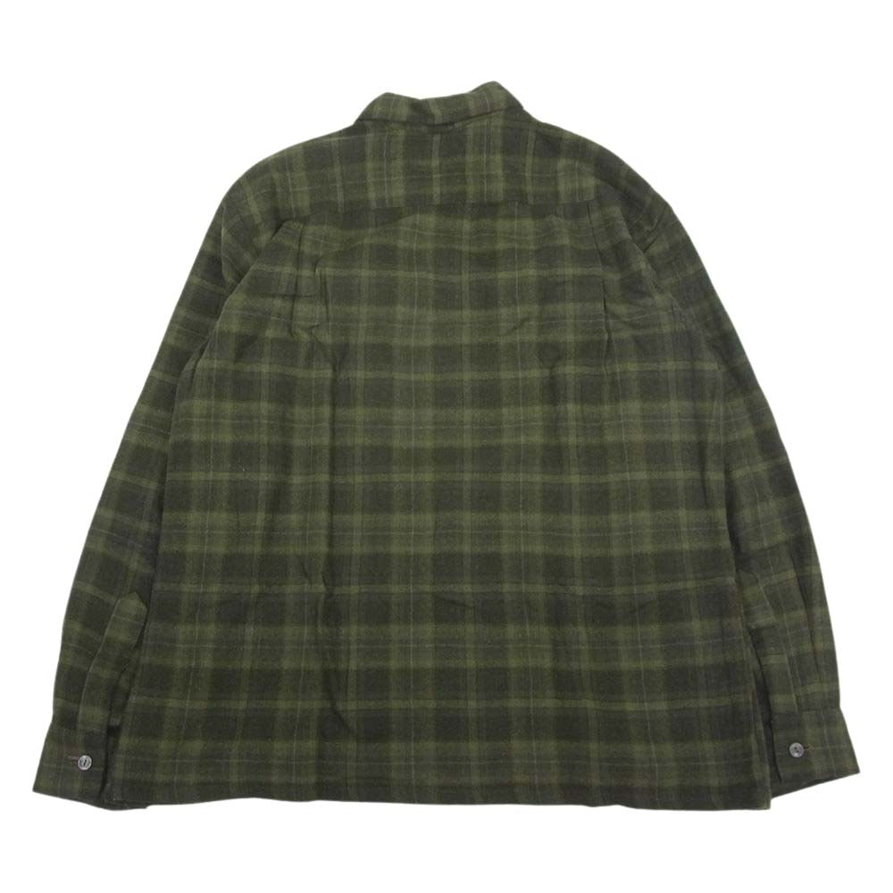 スポーツマン カリフォルニア ヴィンテージ 60s 黒タグ チェック ウール 長袖 シャツ グリーン系 L【中古】