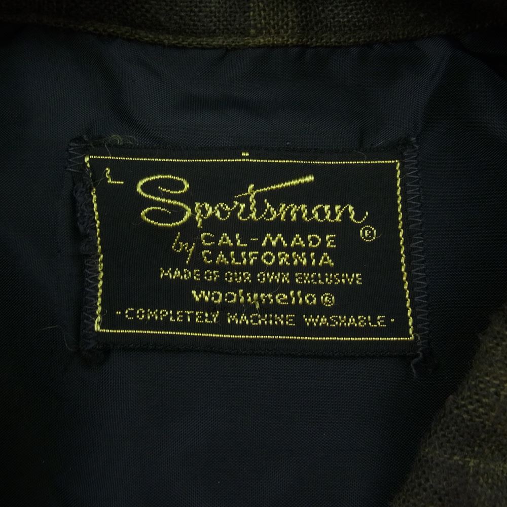 スポーツマン カリフォルニア ヴィンテージ 60s 黒タグ チェック ウール 長袖 シャツ グリーン系 L【中古】