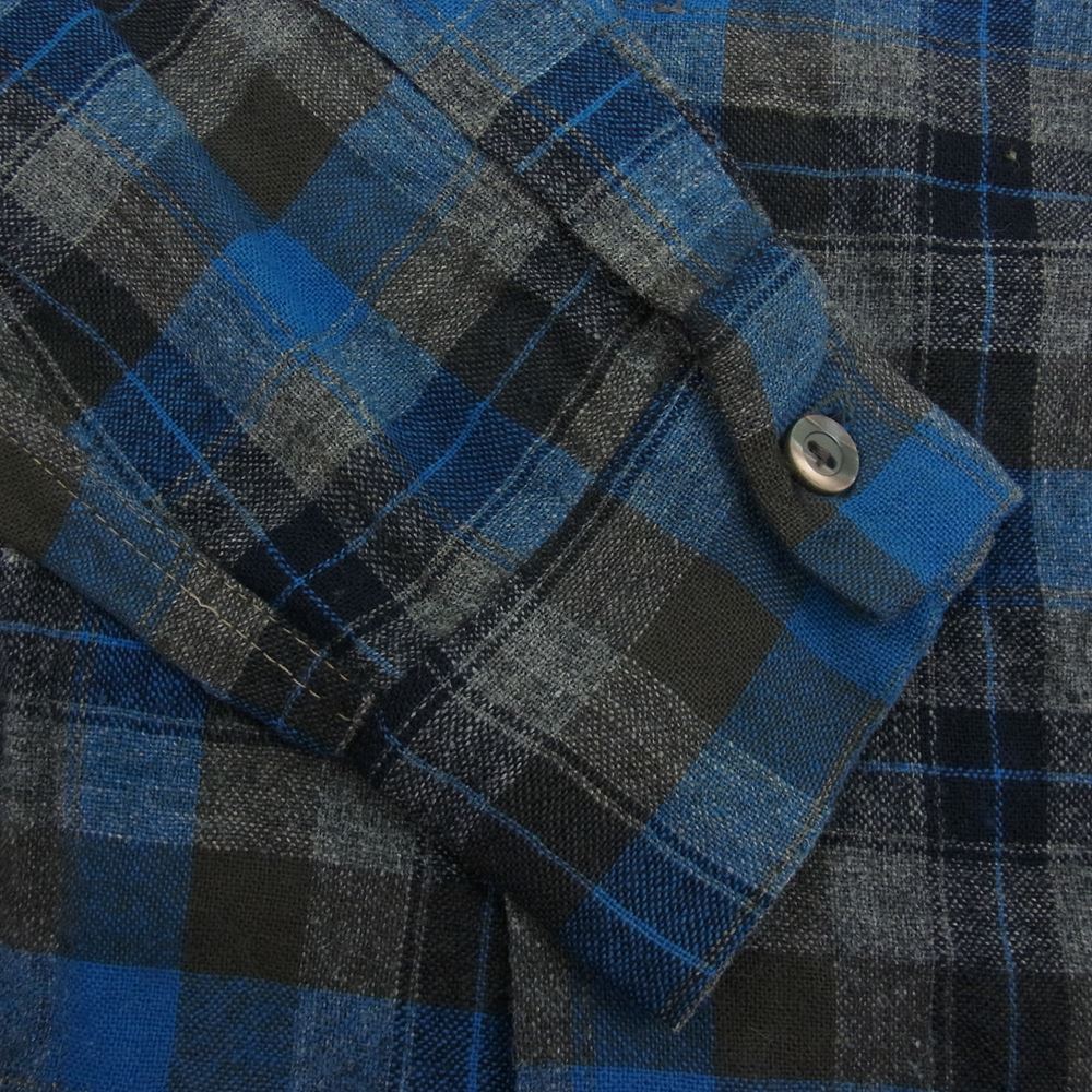 スポーツマン カリフォルニア ヴィンテージ 青タグ チェック ウール 長袖 シャツ L【中古】