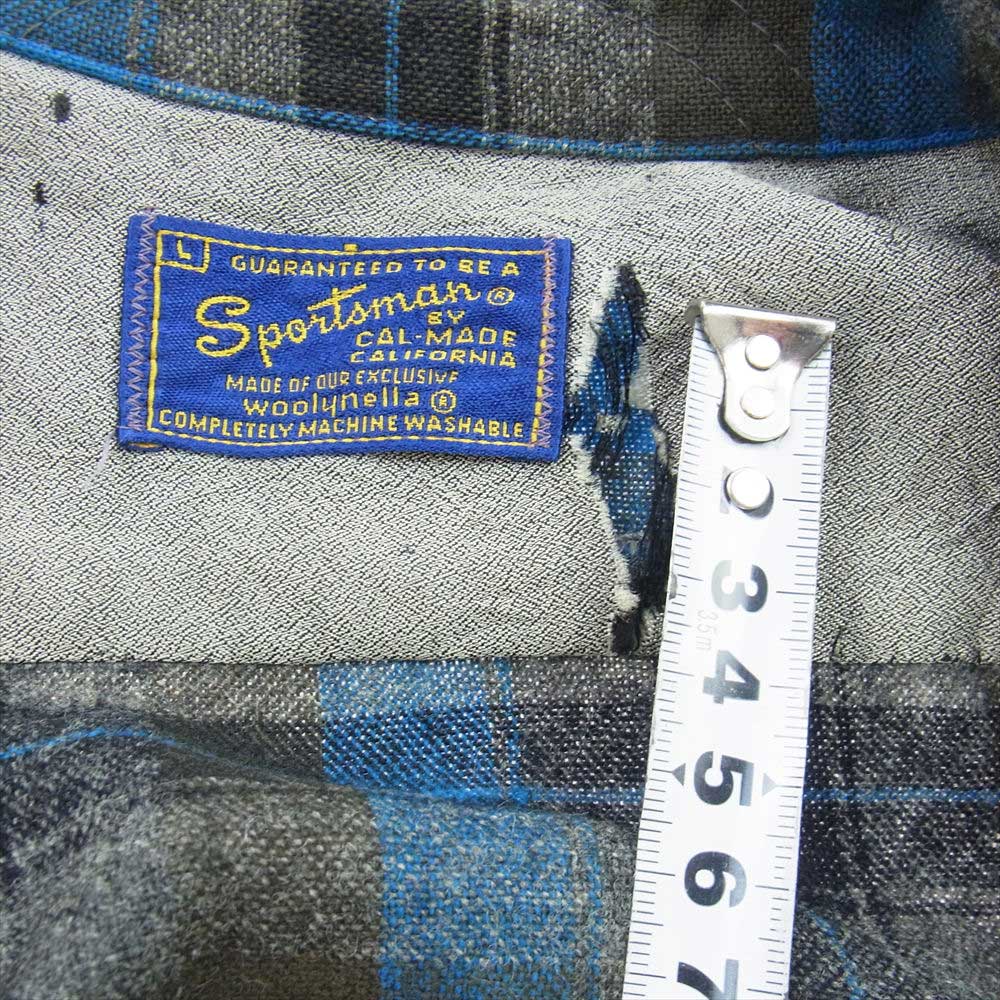 スポーツマン カリフォルニア ヴィンテージ 青タグ チェック ウール 長袖 シャツ L【中古】