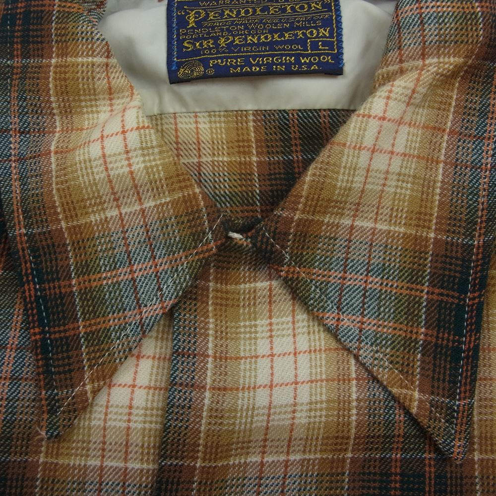 PENDLETON ペンドルトン ヴィンテージ 50s USA製 SIRタグ ウール チェック 長袖 シャツ L【中古】