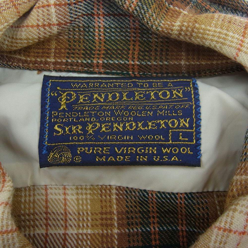 PENDLETON ペンドルトン ヴィンテージ 50s USA製 SIRタグ ウール チェック 長袖 シャツ L【中古】