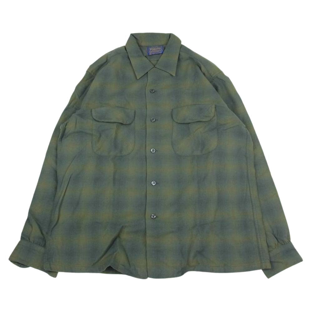 PENDLETON ペンドルトン ヴィンテージ 60s 70s PURE VIRGIN WOOL ウール オンブレチェック 長袖 ネルシャツ L【中古】