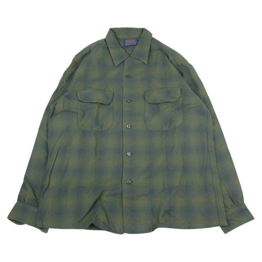 PENDLETON ペンドルトン ヴィンテージ 60s 70s PURE VIRGIN WOOL ウール オンブレチェック 長袖 ネルシャツ L【中古】