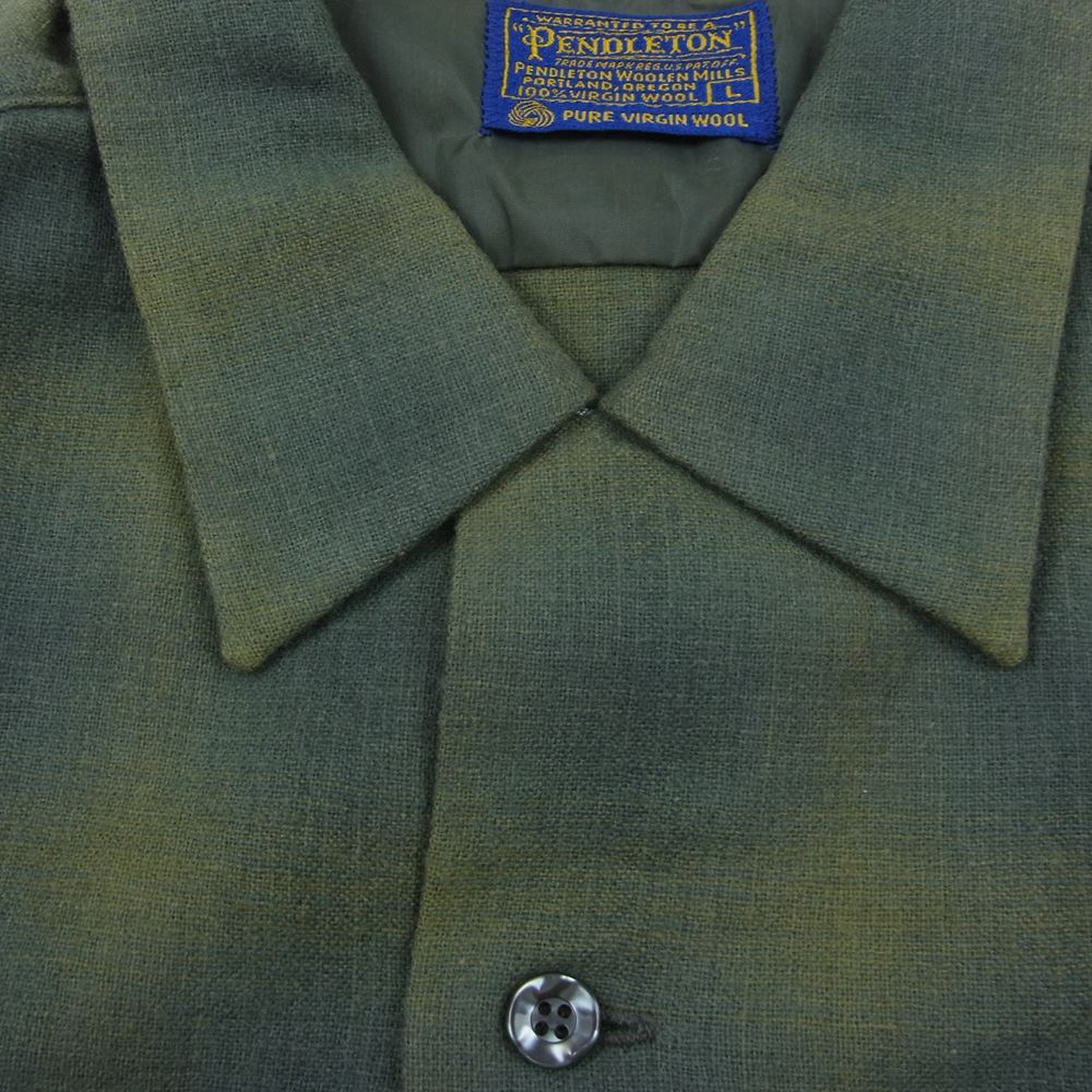 PENDLETON ペンドルトン ヴィンテージ 60s 70s PURE VIRGIN WOOL ウール オンブレチェック 長袖 ネルシャツ L【中古】