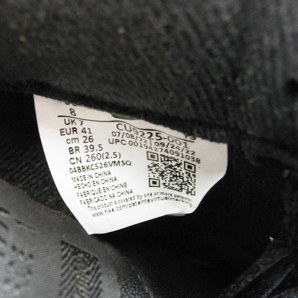 NIKE ナイキ  CU9225-001 Supreme Air Force 1 Low Black シュプリーム エアフォース1 ロー ブラック スニーカー ブラック系 26.0cm【美品】【中古】