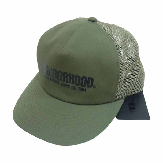 NEIGHBORHOOD ネイバーフッド 23SS 231YGNH-HT02S LOGO PRINT MESH CAP ロゴ プリント メッシュ キャップ カーキ系 F【極上美品】【中古】