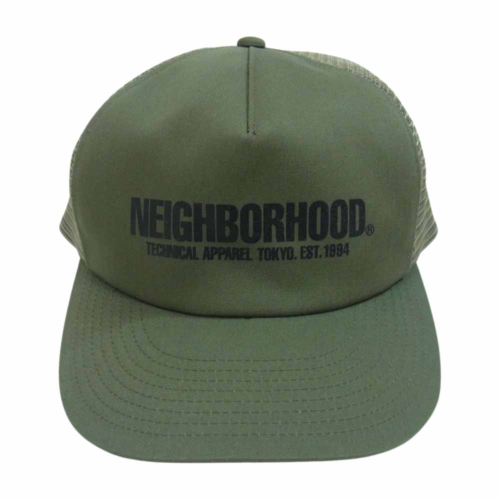 NEIGHBORHOOD ネイバーフッド 23SS 231YGNH-HT02S LOGO PRINT MESH CAP ロゴ プリント メッシュ キャップ カーキ系 F【極上美品】【中古】
