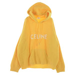 CELINE セリーヌ 21AW 2A85W423P Sweater With Hood In Ribbed Wool Mimosa ニット プルオーバ― パーカー フーディー フロント ロゴ イエロー系 XL【中古】