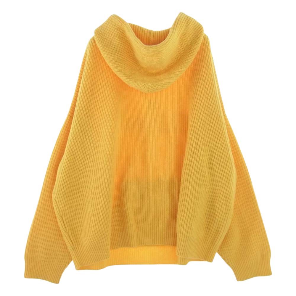 CELINE セリーヌ 21AW 2A85W423P Sweater With Hood In Ribbed Wool Mimosa ニット プルオーバ― パーカー フーディー フロント ロゴ イエロー系 XL【中古】