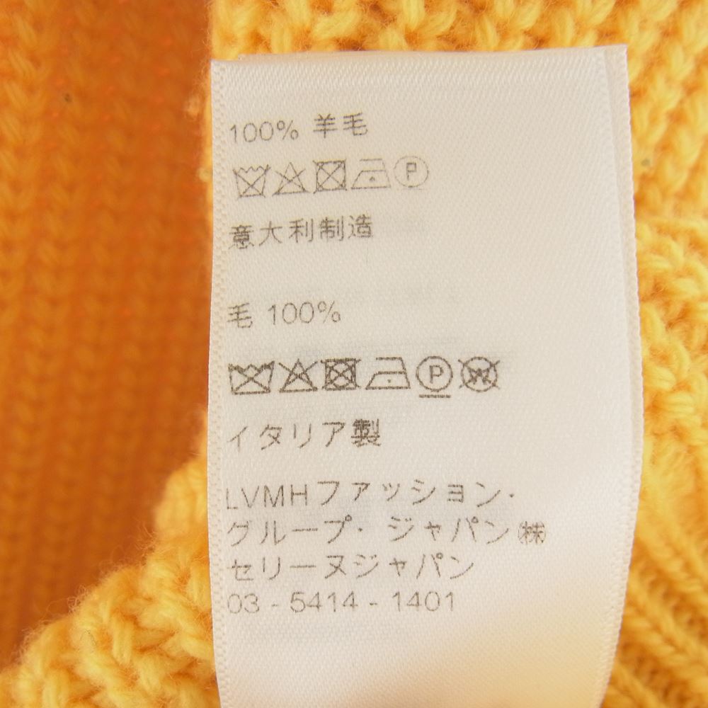 CELINE セリーヌ 21AW 2A85W423P Sweater With Hood In Ribbed Wool Mimosa ニット プルオーバ― パーカー フーディー フロント ロゴ イエロー系 XL【中古】