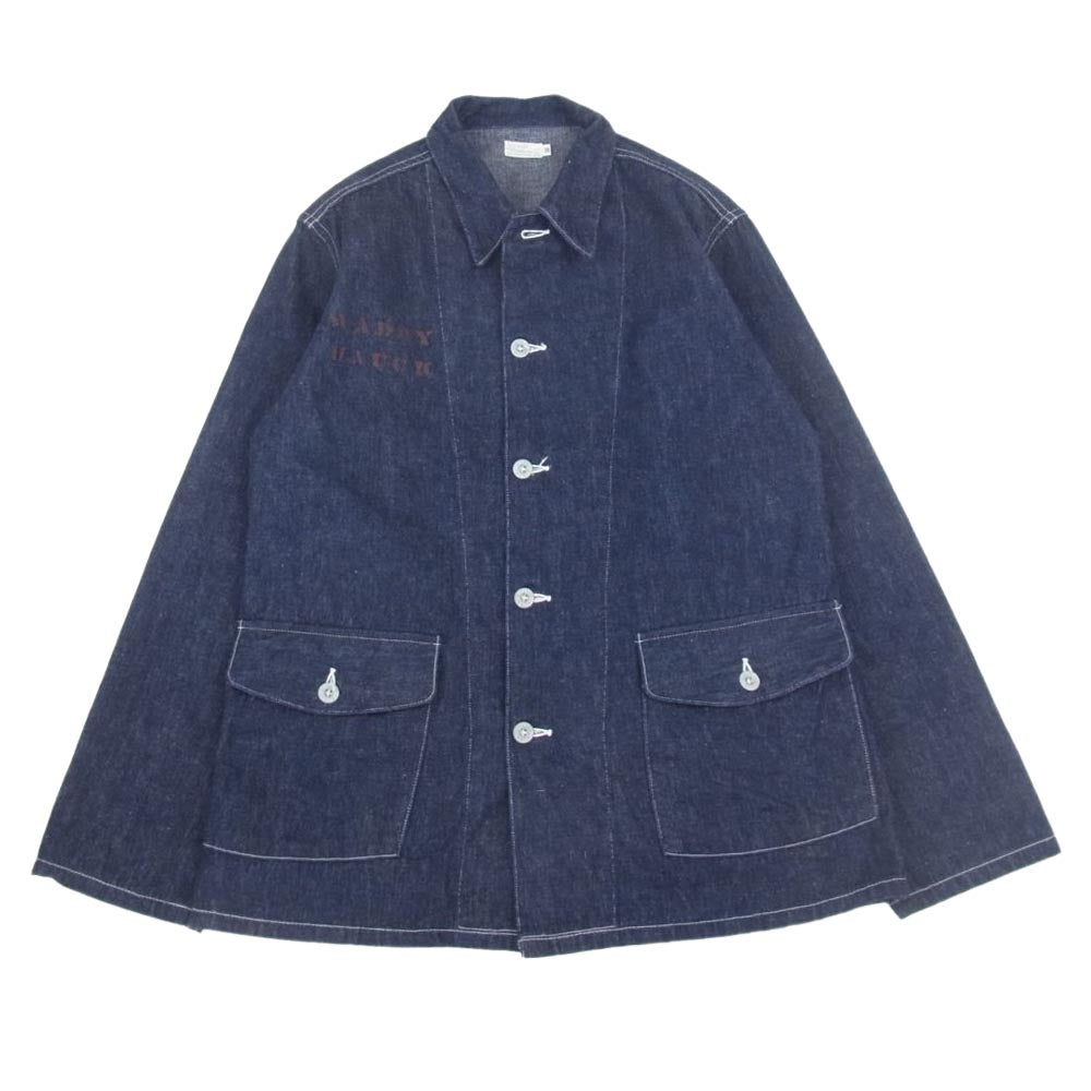 WAREHOUSE ウエアハウス U.S.ARMY DENIM COVERALL PRINT プリント デニム カバーオール ジャケット インディゴブルー系 36【中古】
