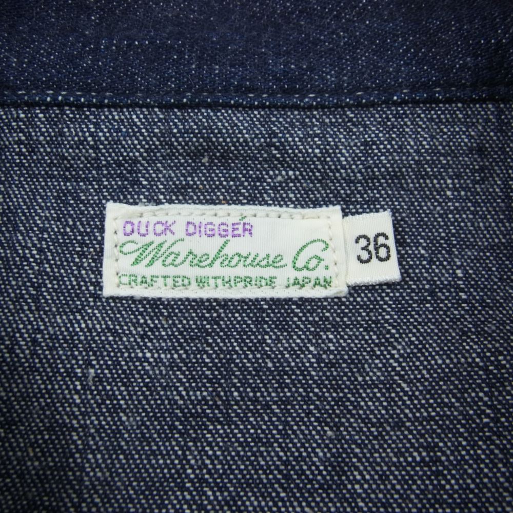 WAREHOUSE ウエアハウス U.S.ARMY DENIM COVERALL PRINT プリント デニム カバーオール ジャケット インディゴブルー系 36【中古】