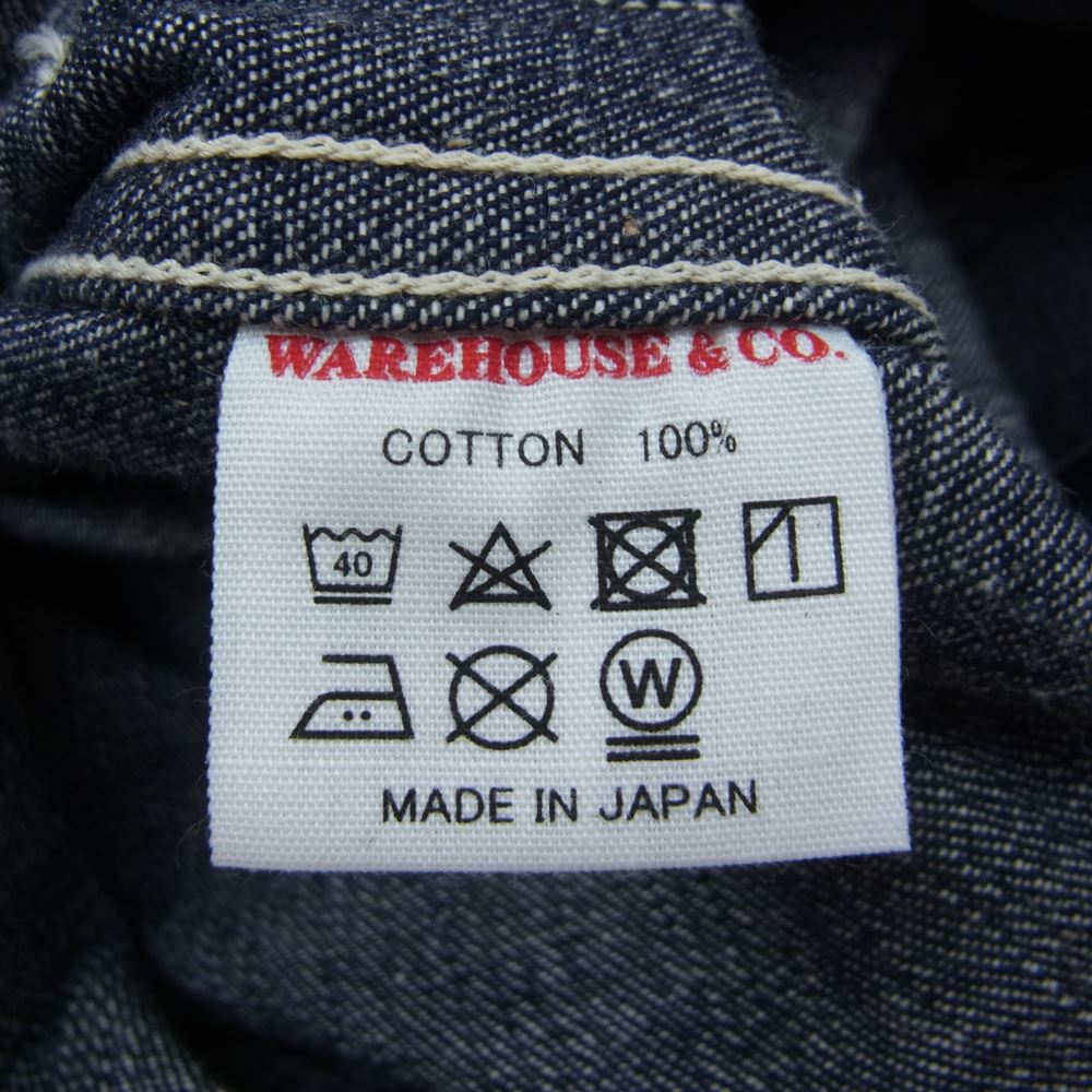WAREHOUSE ウエアハウス U.S.ARMY DENIM COVERALL PRINT プリント デニム カバーオール ジャケット インディゴブルー系 36【中古】
