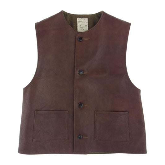 The REAL McCOY'S ザリアルマッコイズ 112-B WW1 JERKIN VEST ジャーキン ホースハイド レザー ベスト タンニン鞣し ブラウン系 3【美品】【中古】