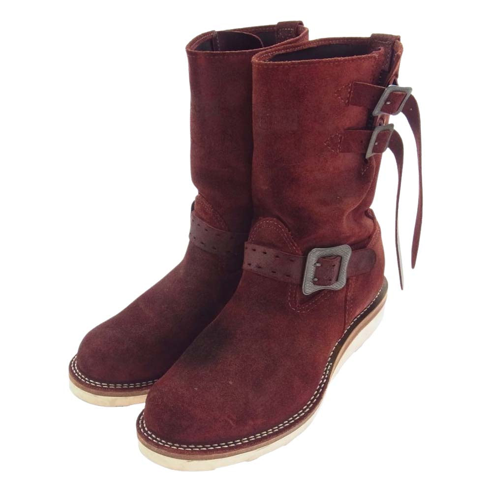 WESCO ウエスコ × Lynch Silversmith リンチ シルバースミス カスタム ボス ラフアウト ダブルピン バックル ダブル ロング トップストラップ エンジニア ブーツ ワインレッド系 US9.5D【中古】