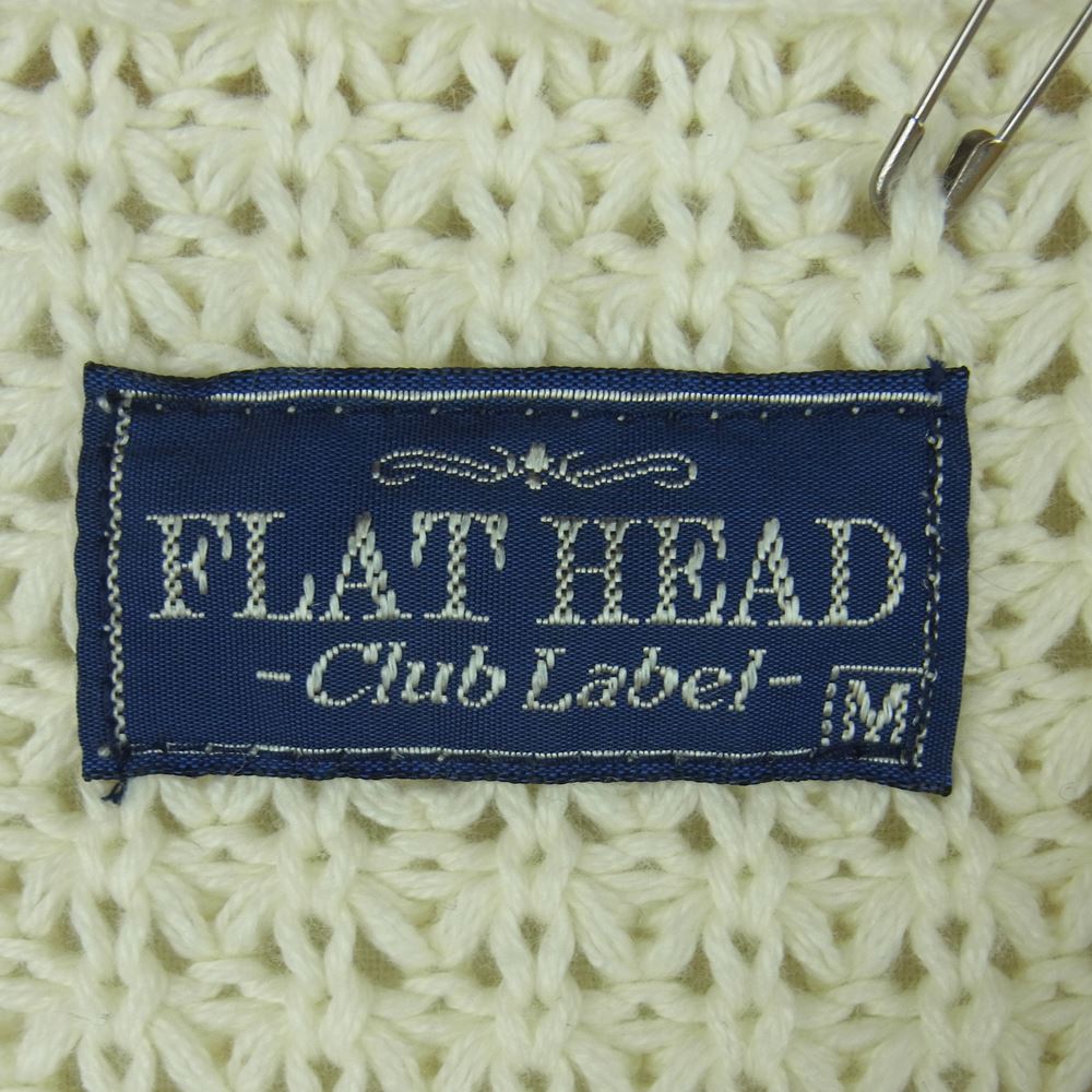 THE FLAT HEAD ザフラットヘッド CL-KT001 クルーネック コットン ニット セーター 日本製 ベージュ系 クリーム色系 M【極上美品】【中古】