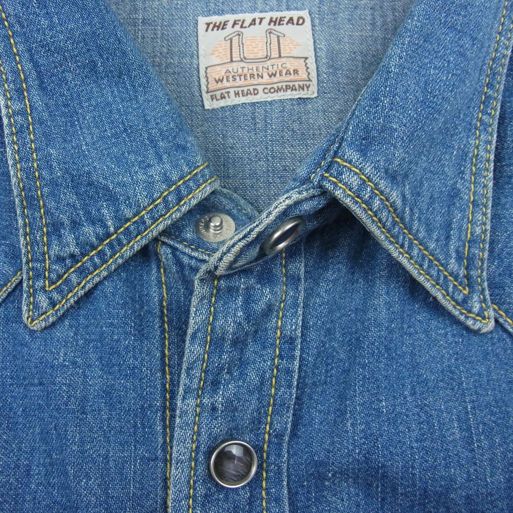 THE FLAT HEAD ザフラットヘッド デニム ウエスタン シャツ インディゴブルー系 40【中古】