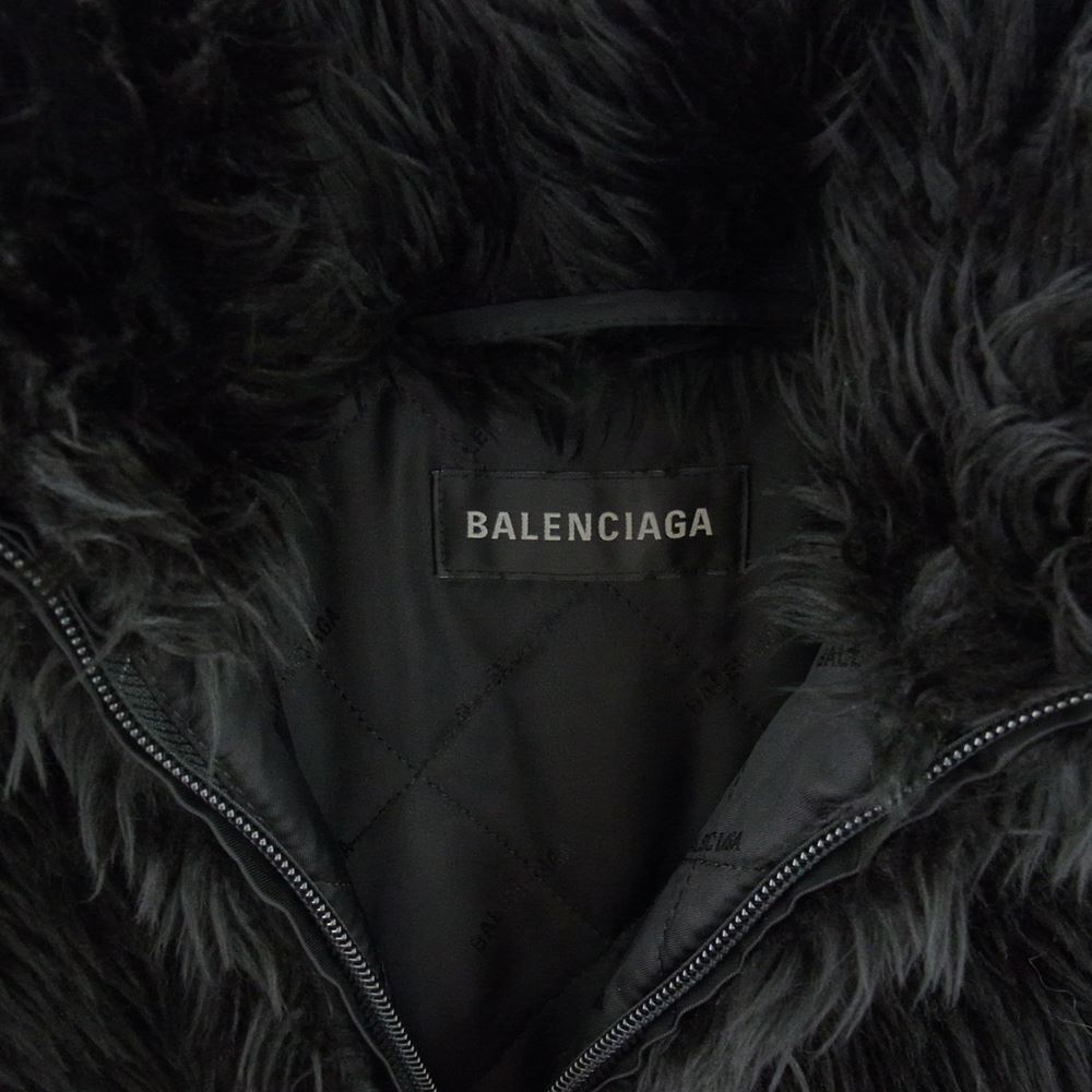 BALENCIAGA バレンシアガ 22AW 681818 TNQ02 ZIP UP FAKEFUR JACKET ジップアップ フェイクファー ジャケット ブラック系 44【美品】【中古】