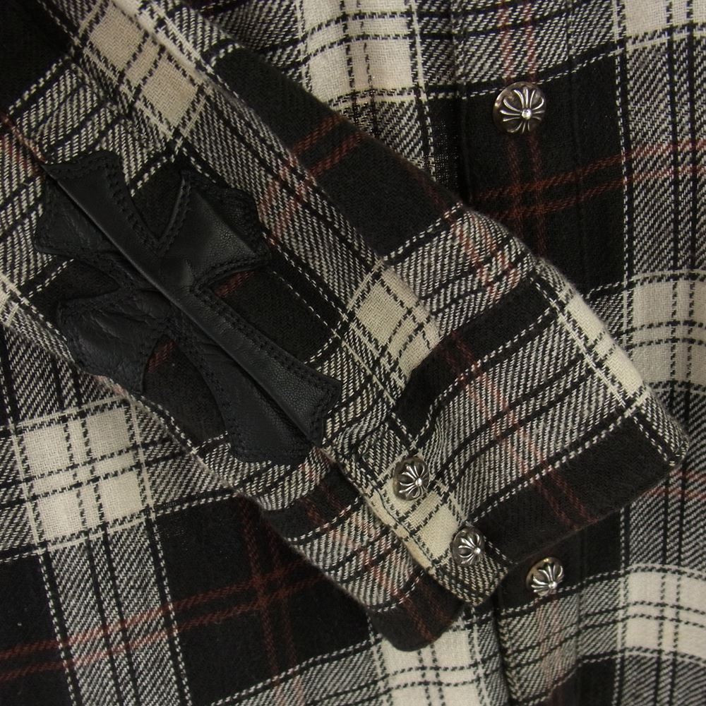 CHROME HEARTS クロムハーツ（原本無） 国内正規品 CRS PATCH WORK DOG ワークドッグ クロスパッチ チェック ネルシャツ M【中古】