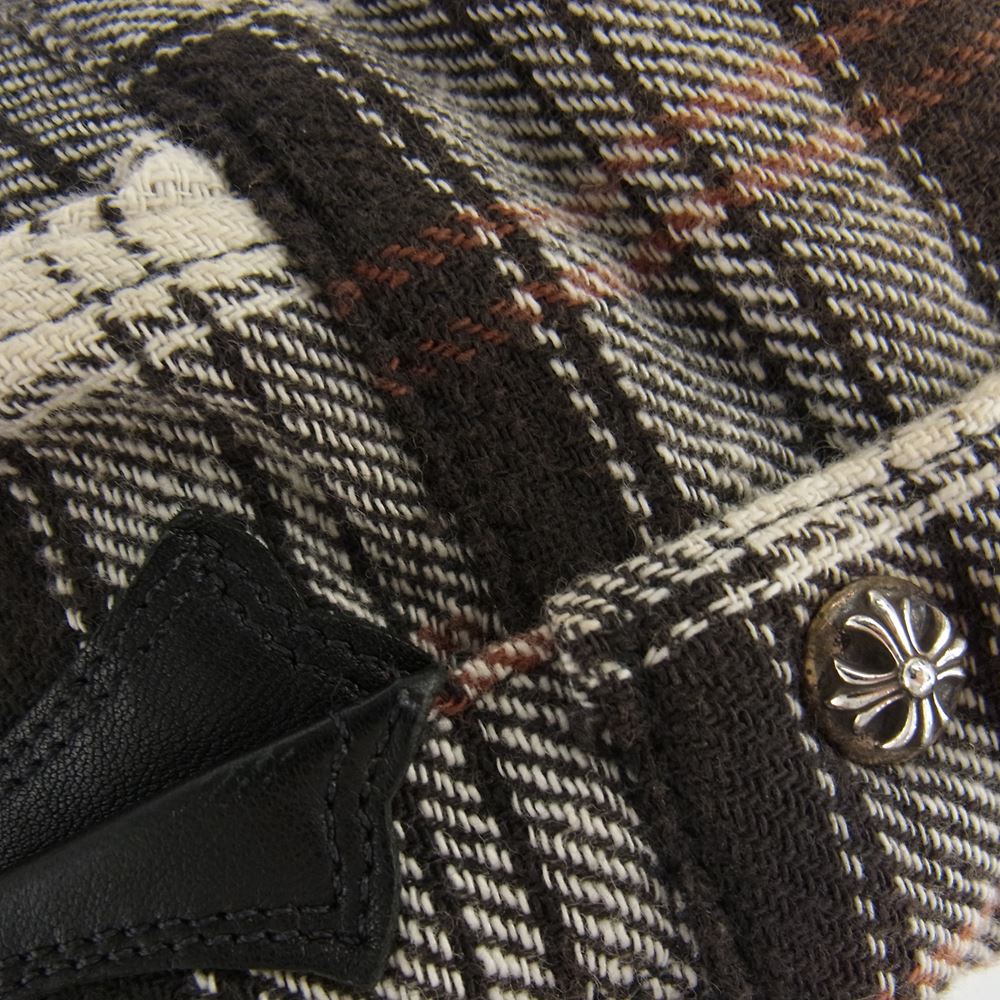 CHROME HEARTS クロムハーツ（原本無） 国内正規品 CRS PATCH WORK DOG ワークドッグ クロスパッチ チェック ネルシャツ M【中古】