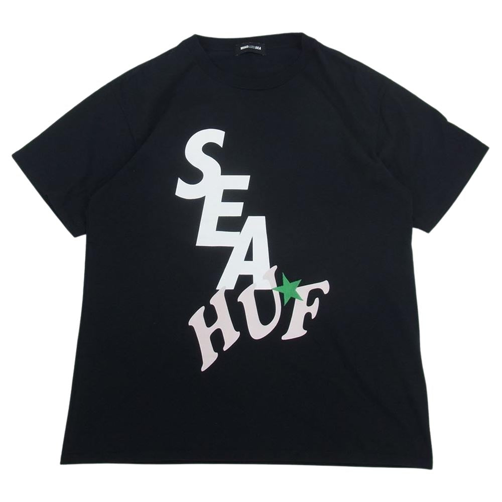 WIND AND SEA ウィンダンシー 21SS × HUF ハフ WDS-HUF-01 HDF WDS クルーネック 半袖 Tシャツ ブラック系 M【中古】