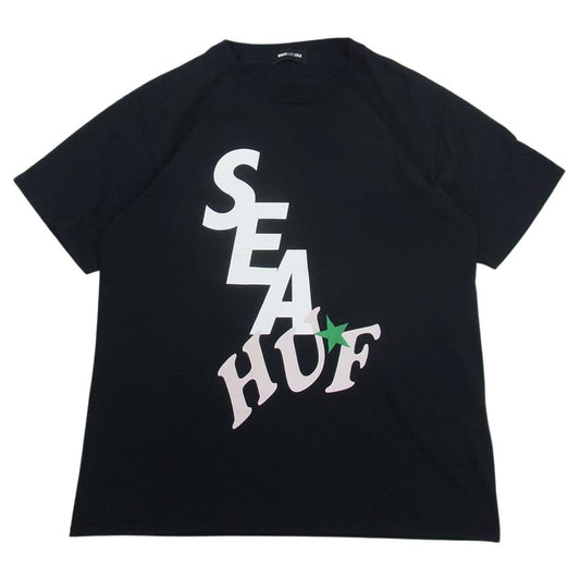 WIND AND SEA ウィンダンシー 21SS × HUF ハフ WDS-HUF-01 HDF WDS クルーネック 半袖 Tシャツ ブラック系 M【中古】