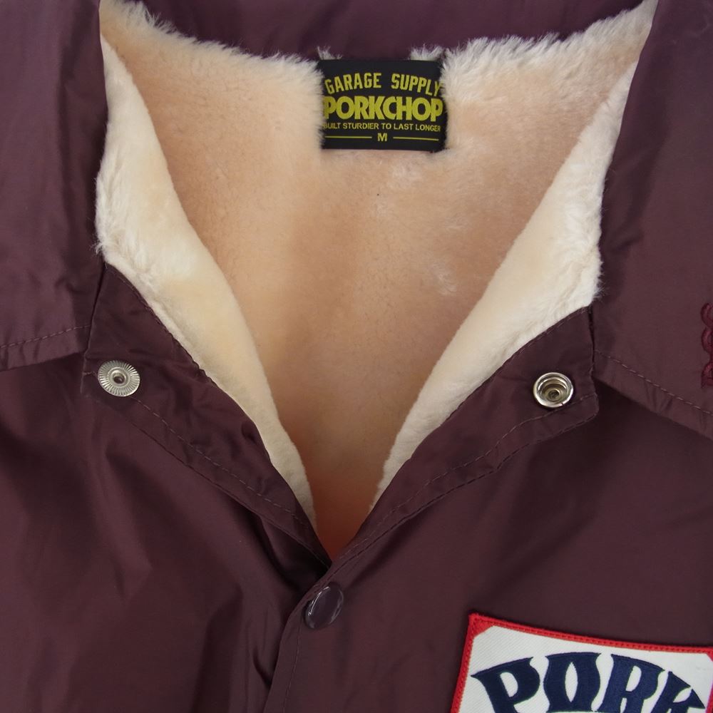 ポークチョップガレージサプライ BOA COACH JKT バックロゴ ワッペン ボア コーチジャケット ワインレッド系 M【中古】