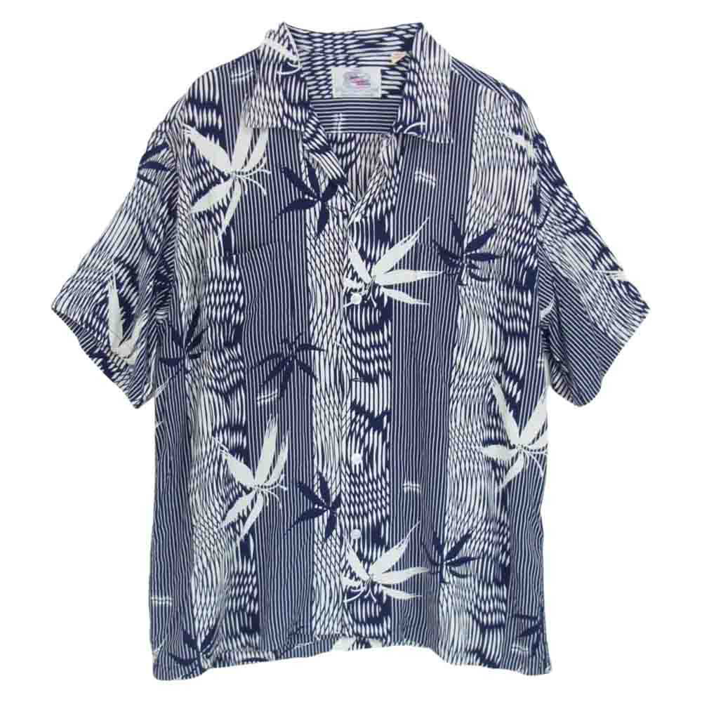 SUN SURF サンサーフ DK39038 DUKE KAHANAMOKU SP BAMBOO デュークカハナモク バンブー ハワイアン アロハ シャツ ネイビー系 L【中古】