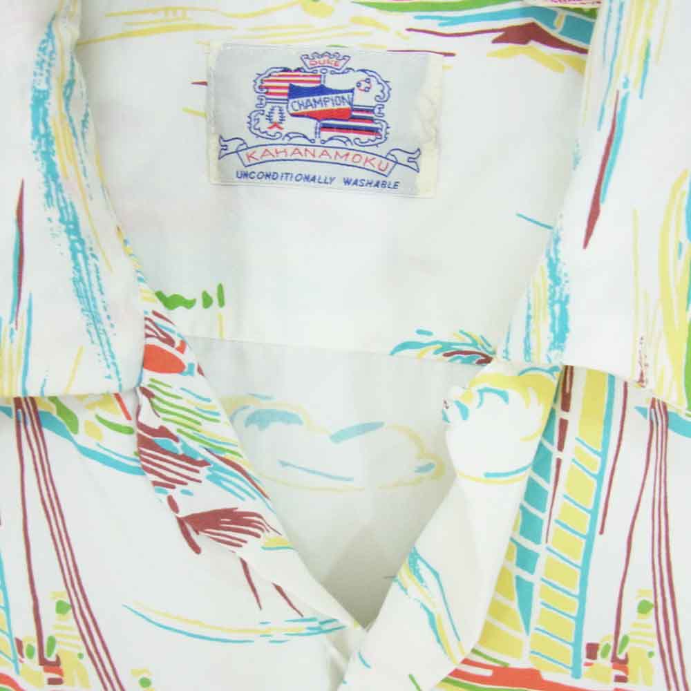 SUN SURF サンサーフ DK39040 DUKE KAHANAMOKU SP FISHING BOAT デュークカハナモク ハワイアン アロハ シャツ ホワイト系 L【中古】