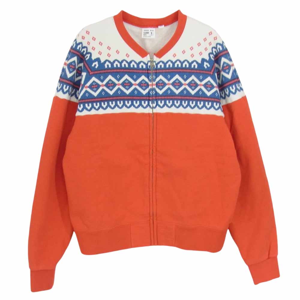 ティーシービージーンズ Sure’s Snow Zip sweat shirt 雪柄 ジップ スウェット レッド系 M【中古】