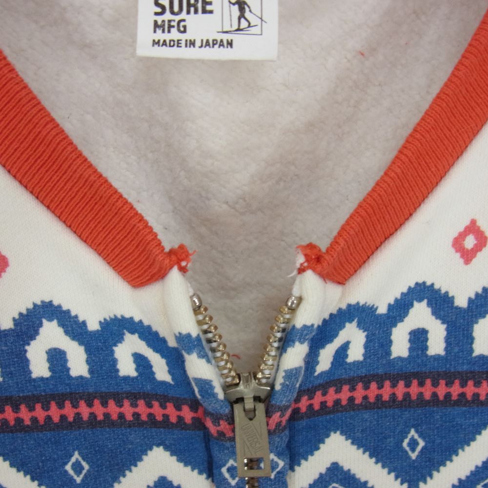 ティーシービージーンズ Sure’s Snow Zip sweat shirt 雪柄 ジップ スウェット レッド系 M【中古】