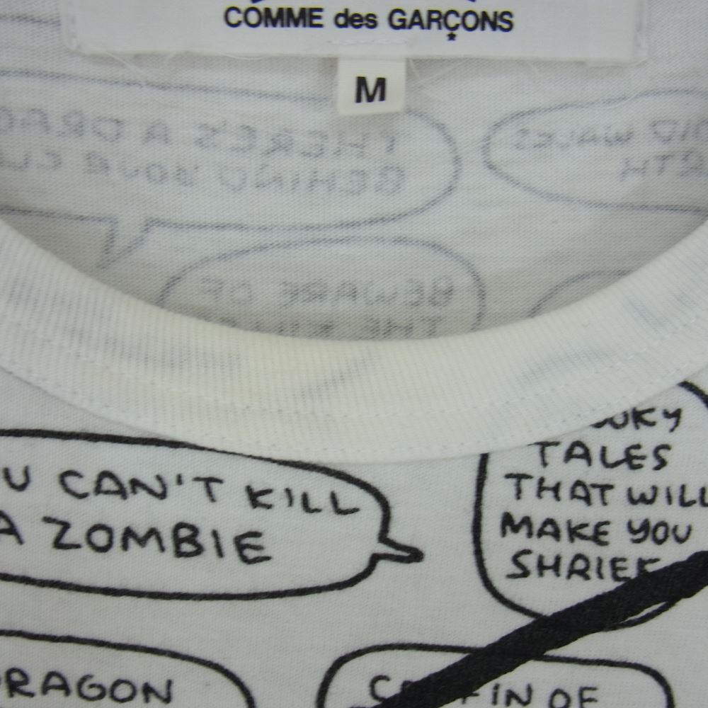 PLAY COMME des GARCONS プレイコムデギャルソン AD2011 AZ-T154 ×Matt Groening マットグレイニング ハートロゴ刺繍 総柄 半袖 Tシャツ ホワイト系 M【中古】