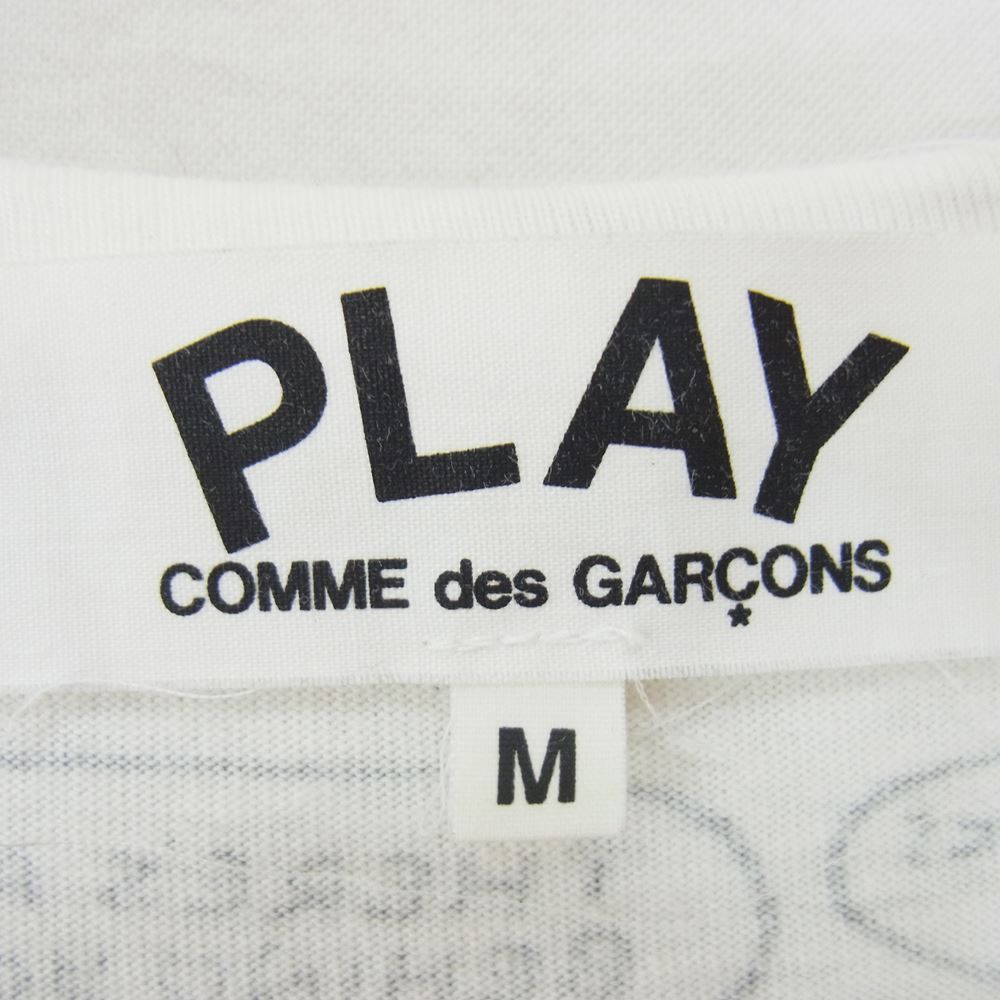 PLAY COMME des GARCONS プレイコムデギャルソン AD2011 AZ-T154 ×Matt Groening マットグレイニング ハートロゴ刺繍 総柄 半袖 Tシャツ ホワイト系 M【中古】