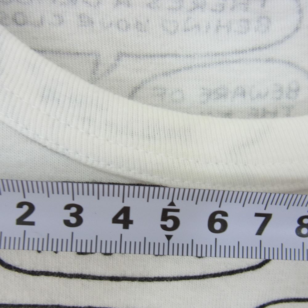 PLAY COMME des GARCONS プレイコムデギャルソン AD2011 AZ-T154 ×Matt Groening マットグレイニング ハートロゴ刺繍 総柄 半袖 Tシャツ ホワイト系 M【中古】