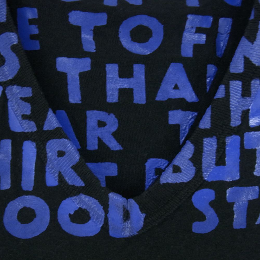 MAISON MARTIN MARGIELA メゾンマルタンマルジェラ 00720/0062 ここのえタグ AIDS T-Shirt エイズプリント Vネック 半袖 Tシャツ ブラック系 S【中古】